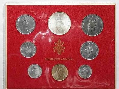Vatikan Kursmünzensatz Original Vatikan KMS 1972 (MCMLXXII) Anno X PAUL VI