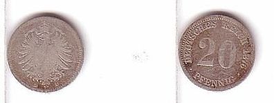 20 Pfennig Silber Münze Kaiserreich 1876 D