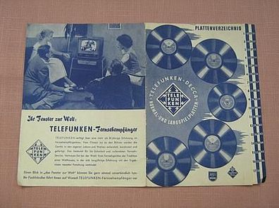 Telefunken DECCA Schallplatten - Plattenverzeichnis inkl Nummern März 1956