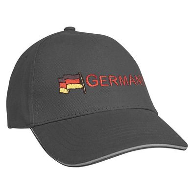 Baseballcap mit Einstickung Fahne Flagge Germany Deutschland 68130 grau