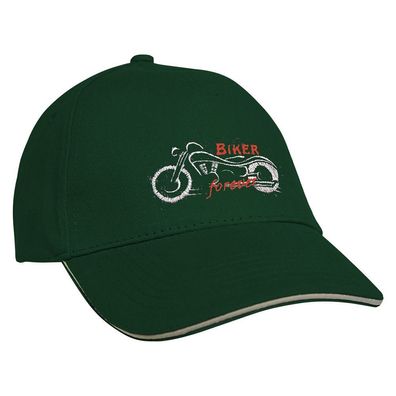Baseballcap mit Einstickung Biker forever 68188 grün