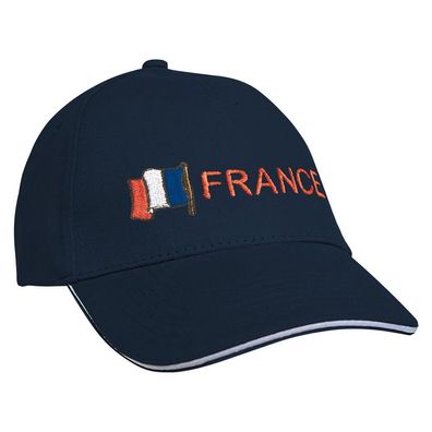 Baseballcap mit Einstickung Fahne Flage Frankreich 69972 Navy