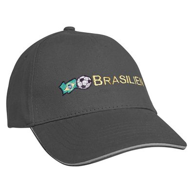 Baseballcap mit Einstickung Fahne Flagge Brasilien 68013 versch. Farben grau