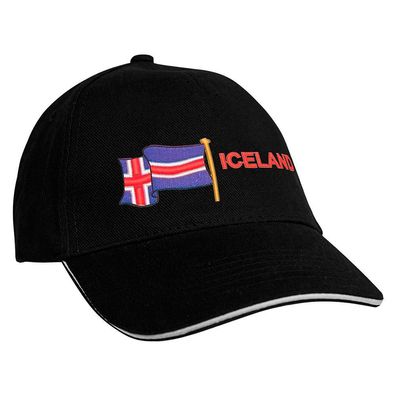 Baseballcap mit Einstickung Fahne Flagge Iceland Island 69989 schwarz
