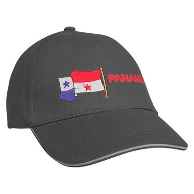 Baseballcap mit Einstickung Fahne Flagge Panama 69993 grau