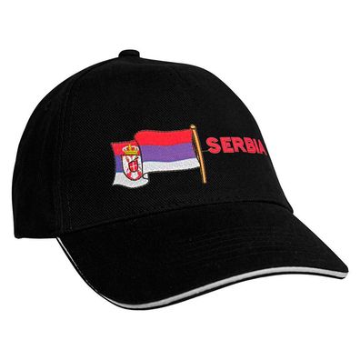 Baseballcap mit Einstickung Fahne Flagge Serbia Serbien 69990 schwarz