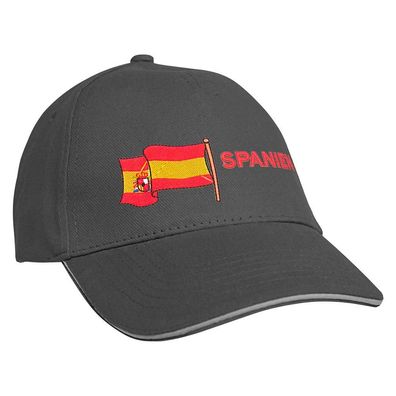 Baseballcap mit Einstickung Fahne Flagge Spanien 69991 grau