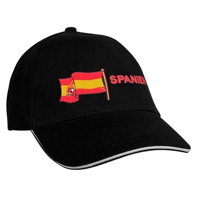 Baseballcap mit Einstickung Fahne Flagge Spanien 69991 schwarz