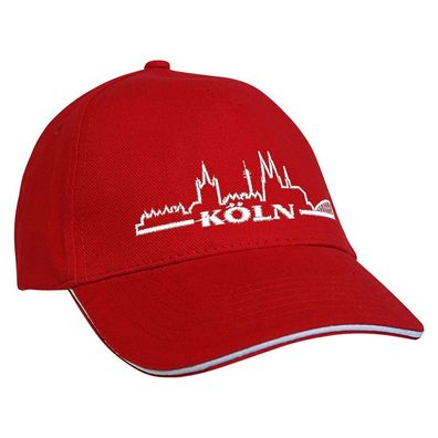 Baseballcap mit Einstickung Köln Skyline 68101 rot