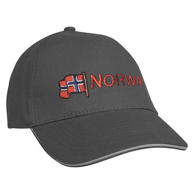 Baseballcap mit Einstickung Norway Norwegen 68059 versch. Farben grau