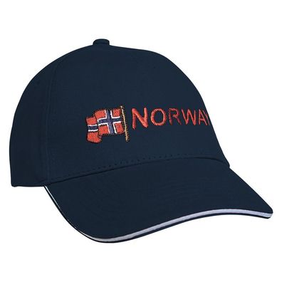 Baseballcap mit Einstickung Norway Norwegen 68059 versch. Farben Navy