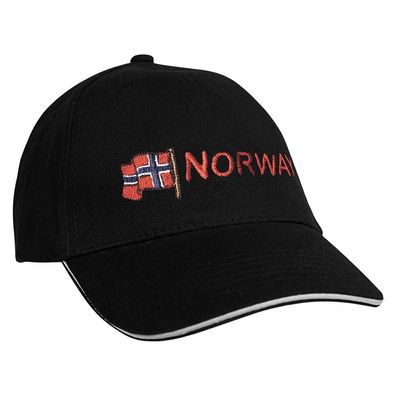 Baseballcap mit Einstickung Norway Norwegen 68059 versch. Farben schwarz