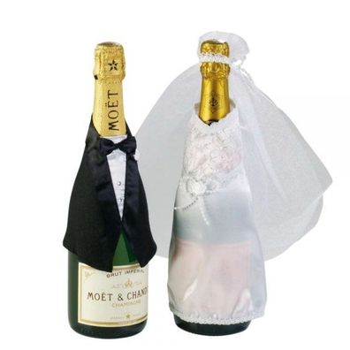 Flaschen-Deko "Hochzeit" - Anzug & Brautkleid