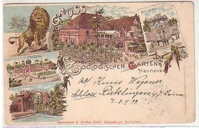 37331 Ak Lithographie Gruss aus Hannover ZOO 1899