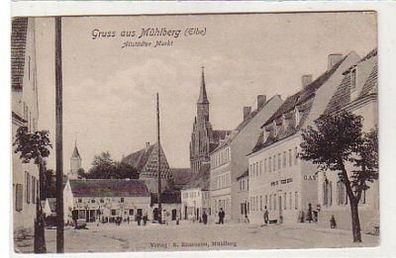 37515 Ak Gruß aus Mühlberg Elbe Altstädter Markt um1910