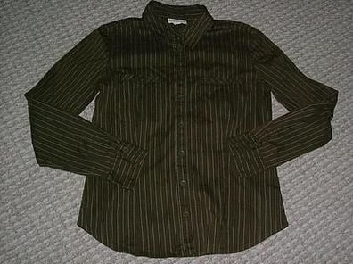 Bluse mit langen Arm-dunkelgrün mit Streifen-Größe 36