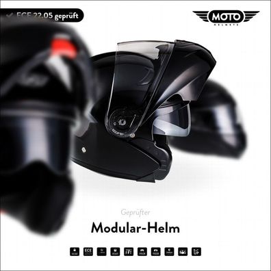 Motorrad-Helm Klapp-Helm Roller FlipUp Integral | MOTO F19 - Gloss Black | XS - XL