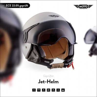 Motorrad-Helm Jet-Helm Rollerhelm Vespa-Helm | MOTO H44 - Matt White | XS - XL