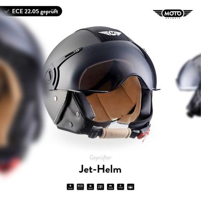 Motorrad-Helm Jet-Helm Rollerhelm Vespa-Helm | MOTO H44 - Vintage Titan | XS - XL