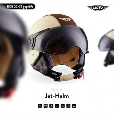 Motorrad-Helm Jet-Helm Rollerhelm Vespa-Helm | MOTO H44 - Vintage Creme | XS - XL