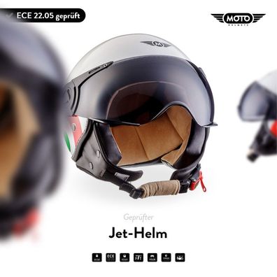 Motorrad-Helm Jet-Helm Rollerhelm Vespa-Helm | MOTO H44 - Italy | XS - XL