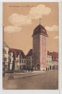 36212 Ak Crimmitschau in Sachsen roter Turm 1914
