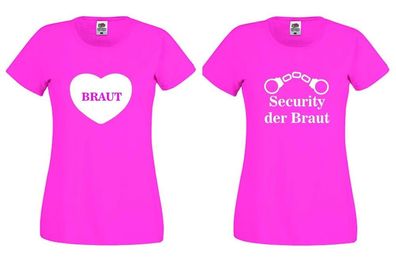 Junggesellinenabschied Shirt Damen JGA T- Shirt pink Security der Braut F288N