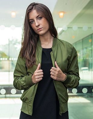 Build Your Brand Ladies Nylon Bomber Jacket Damen Jacke XS - XL BY044