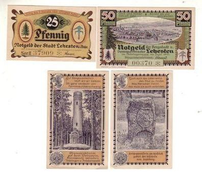 4 Banknoten Notgeld Stadt Lehesten 1921