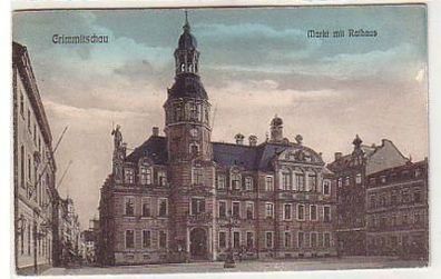 36134 Ak Crimmitschau Markt mit Rathaus 1911
