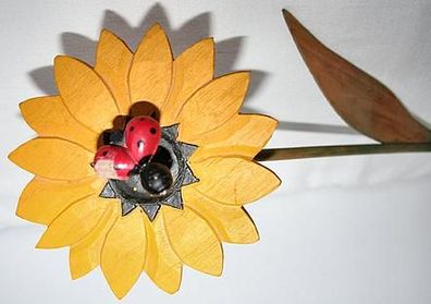 Sonnenblume mit Marienkäfer Blumen Stecker aus Holz
