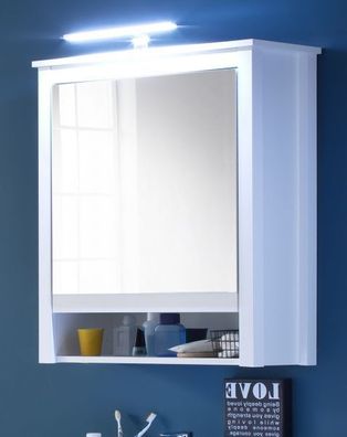Spiegelschrank Bad Schrank weiß 60 cm Badezimmer Spiegel Regal Beleuchtung Möbel Ole