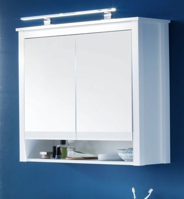 Spiegelschrank Bad Schrank in weiß 80 cm Badezimmer Spiegel Beleuchtung Badmöbel Ole