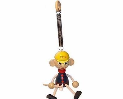 Feuerwehrmann Federfigur Schwingfigur mit Feder Holz NEU