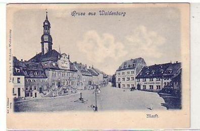 36292 Ak Gruß aus Waldenburg Markt 1899