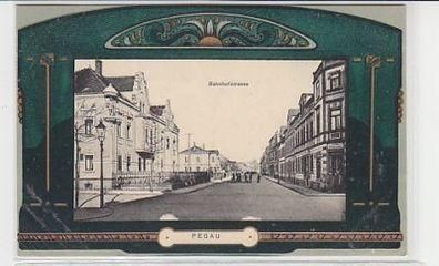 36895 Jugendstil Ak Pegau Bahnhofstrasse 1910