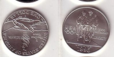 1 Dollar Silber Münze USA Olympiade Radfahrer 1995