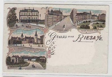 36643 Ak Lithographie Gruß aus Riesa an der Elbe 1899