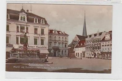 37239 Ak Crimmitschau Markt mit Denkmal um 1920