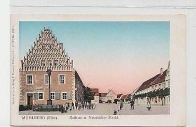 37276 Ak Mühlberg (Elbe) Rathaus und Neustädter Markt