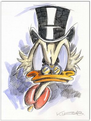 Klausewitz: Original Feder und Aquarell : Dagobert Duck Angry Scrooge / 24x32 cm