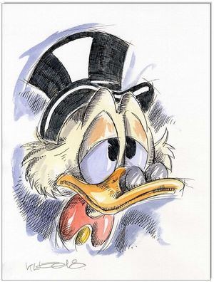 Klausewitz: Original Feder und Aquarell : Dagobert Duck Faces II / 24x32 cm