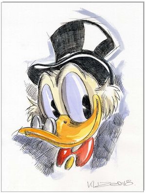 Klausewitz: Original Feder und Aquarell : Dagobert Duck Faces III / 24x32 cm