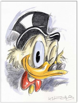 Klausewitz: Original Feder und Aquarell : Dagobert Duck Faces VIII / 24x32 cm