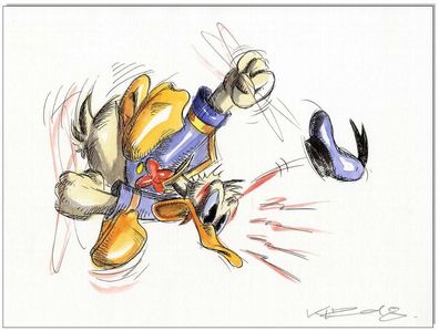 Klausewitz: Original Feder und Aquarell : Donald Duck in Rage V / 24x32 cm