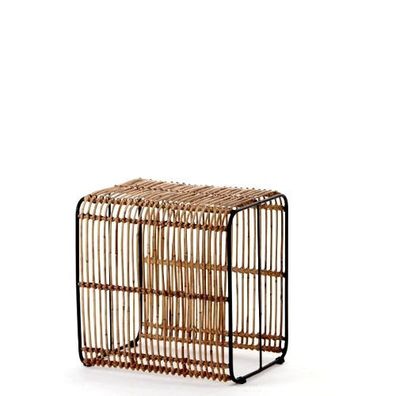 animal-design Rattan Tisch ROY (60004) Beistelltisch Fußhocker Würfel Cube Couchtisch
