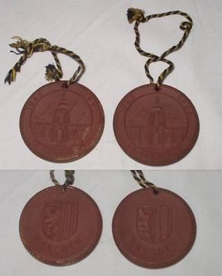 2 DDR Porzellan Medaille Dresden 13. Februar 1945-1955