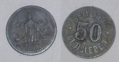 50 Pfennig Münzen Notgeld Gemeinde Oldisleben um 1917