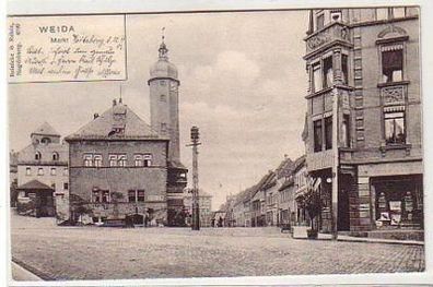 37719 Ak Weida Markt mit Geschäften 1904