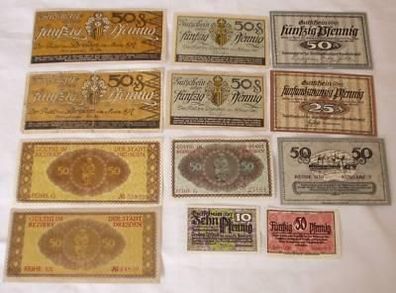 12 Banknoten Notgeld Stadt Dresden 1917-1921